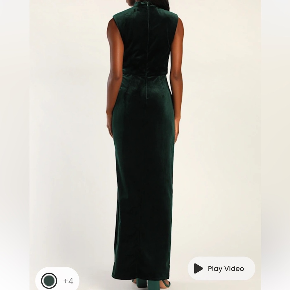 Lulu's Strapless Dark Emerald Velvet Gown - Picture 7 of 7